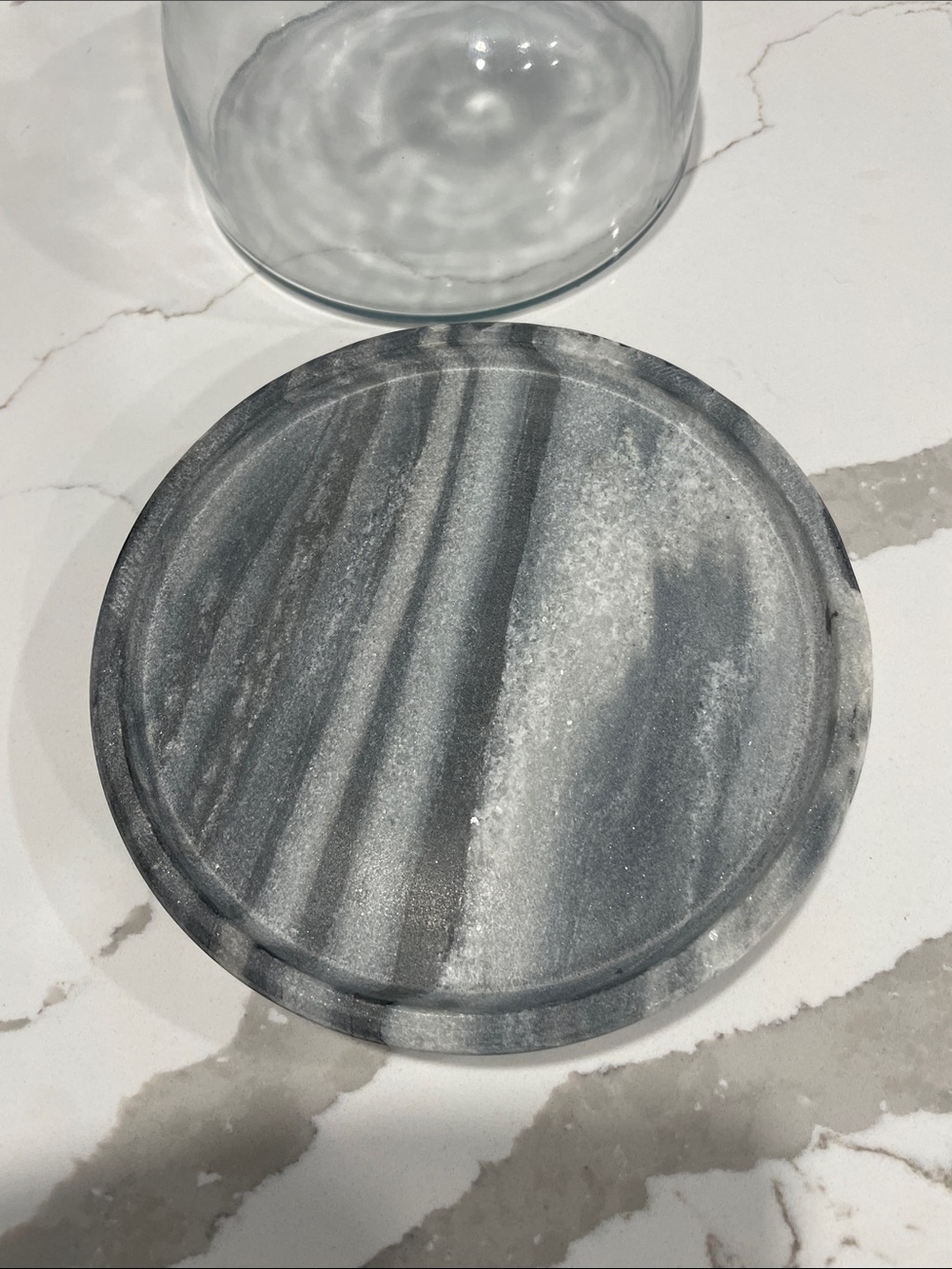Glass Decanter with Gray Marble Stopper and Base - Picture 2 of 6